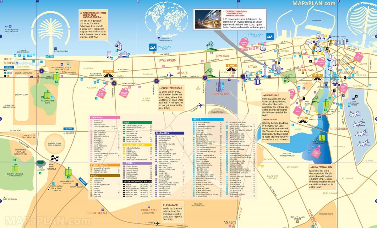 Plan des attractions de Dubai