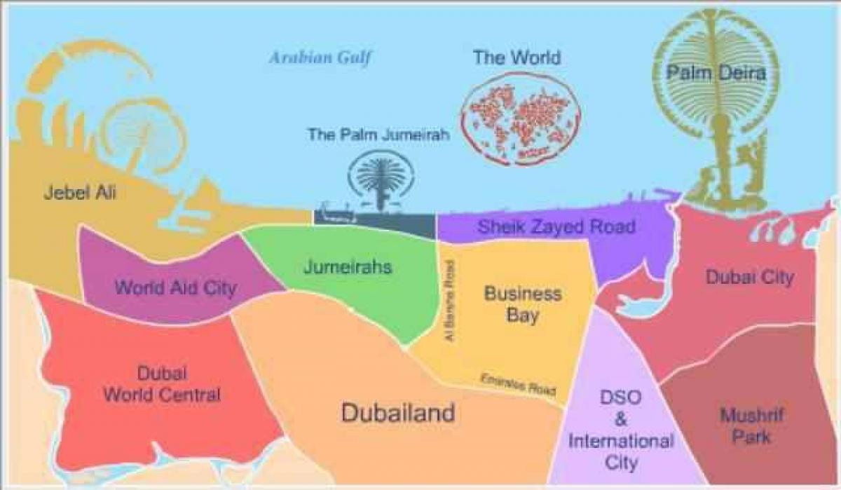 Plan des quartiers de Dubai